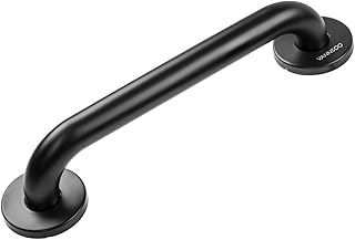 Grab Bars for Shower, Bathroom Shower Handle for Elderly Seniors, Toilet Safety Suction Handicap Grab Bars for Wall, Stainless Steel Hand Rail for Bathtubs (12 Inch, Black)