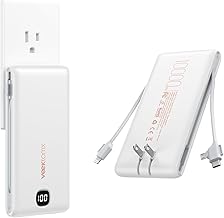 VEEKTOMX Portable Charger with Built in Cables 10000mAh, Power Bank for iPhone with Wall Plug, Travel Essential Fast Charging USB C Slim External Battery Pack for iPhone16/15/14, Samsung, iPad, etc