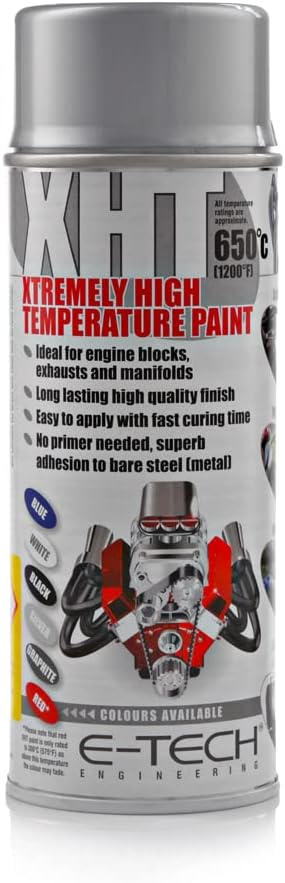 E-TECH XHT002 XHT Silver Extremely High Temperature Spray Paint Brake Caliper Engine Block 650'C