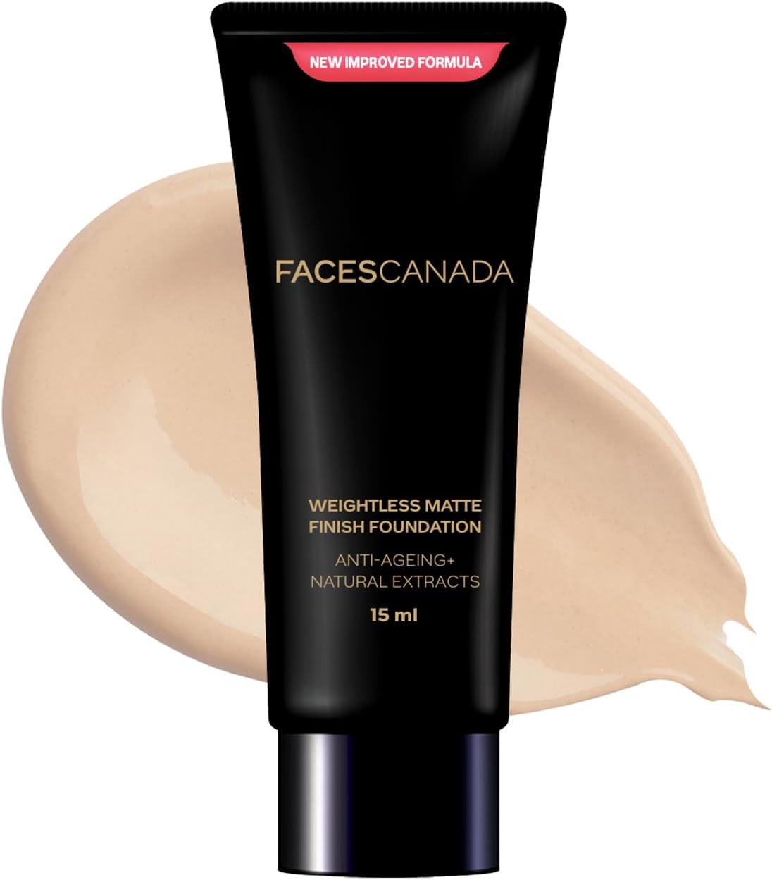 FACESCANADA Weightless Matte Finish Foundation - Medium Natural, 15ml Lightweight Natural Finish Anti-Ageing Non-Clog Pores Enriched With Olive Seed Oil, Grape Extract, Shea Butter