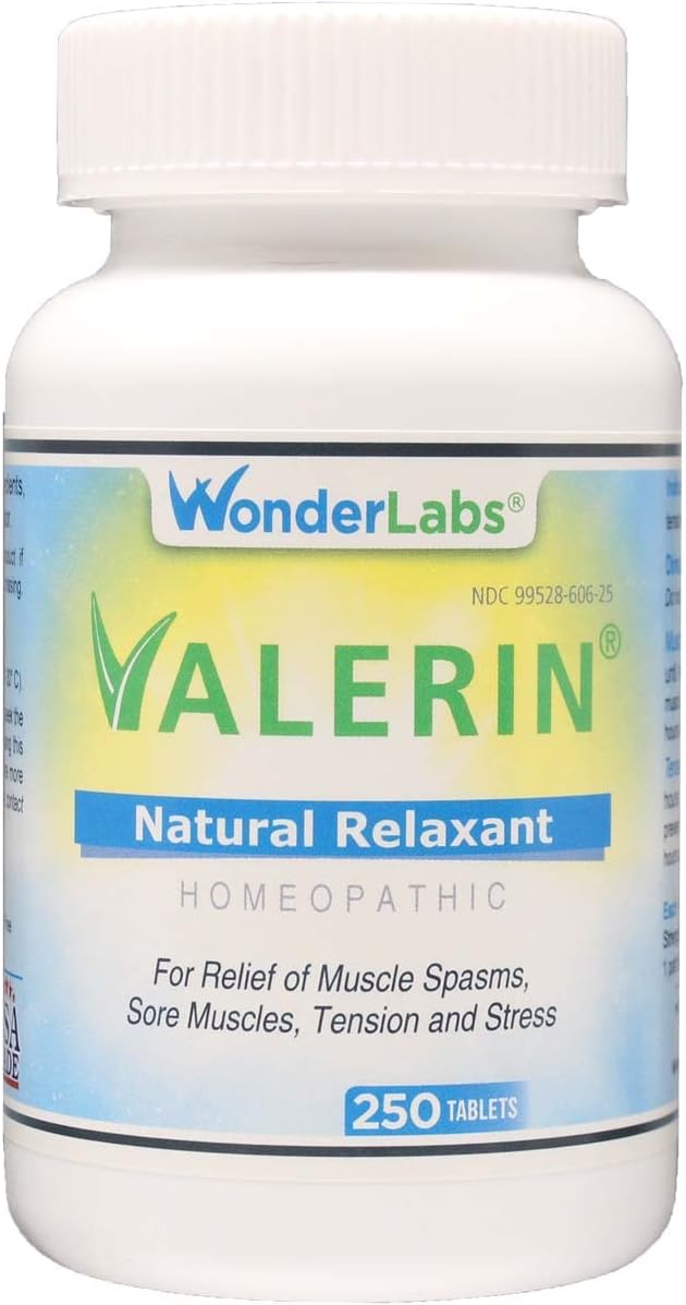 Wonder Laboratories Valerian Natural Relaxant for Tension Relief, Stress Relief, Leg Cramp Relief and Other Muscle Cramps Magnesium, Passion Flower, & Valerian Root Muscle Relaxant - (250ct)