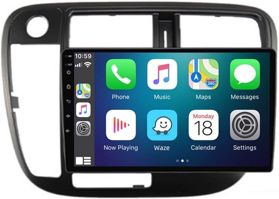 for Honda Civic Radio 1998 1999 2000 Car Stereo Wireless/Wired Carplay Android Auto with 9" IPS Touchscreen GPS Navigation for Head Unit Built-in DSP with Free Backup Camera (4GB RAM+64GB ROM)