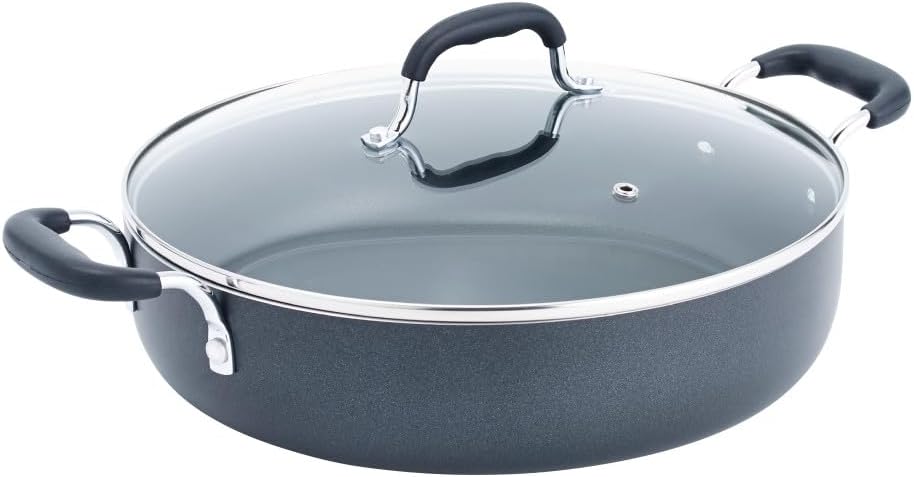 T-fal B36282 Nonstick Deep Covered Everyday Pan with Ergonomic Stay-Cool Handles Cookware, 12-Inch, Black