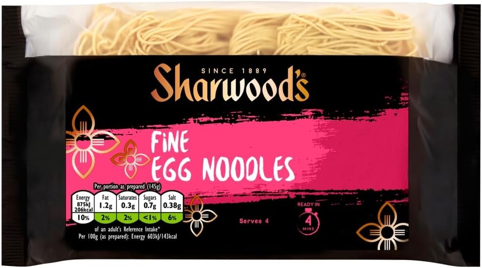 Sharwood’s Fine Egg Noodles – Authentic Chinese Style, Quick-Cook & Versatile, 226 g (Pack of 1)