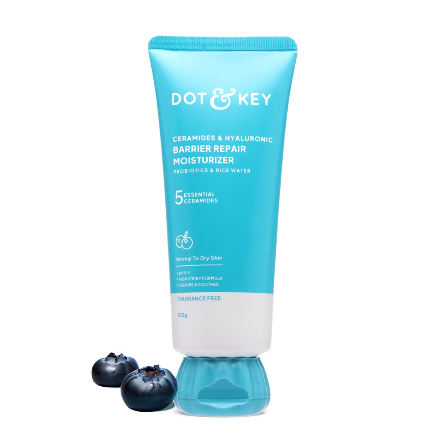 Dot & Key Ceramides Moisturizer with Hyaluronic for Intense Moisturizing and Skin Strengthening | With Probiotic & Rice Water I Barrier Repair Cream | For Dry Skin, Normal & Sensitive Skin | 100g