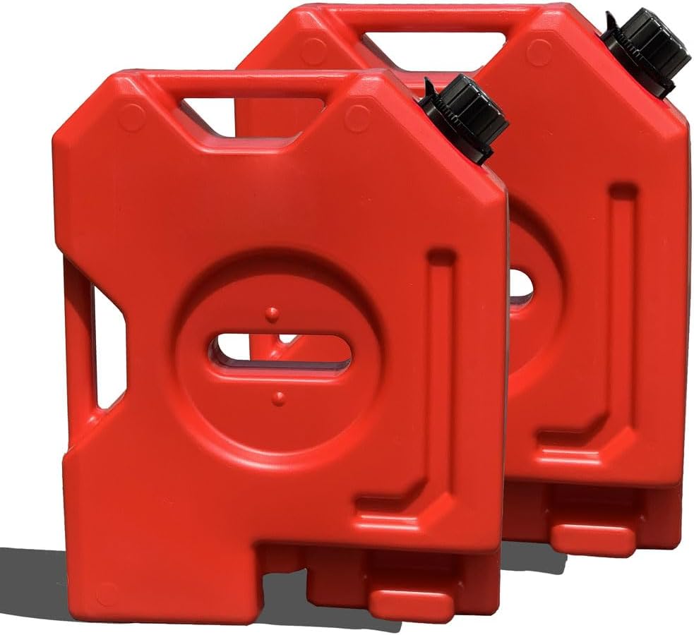 2 Gallon Cans, Transfer Tank,Storage Container fit for Most Cars, Motorcycle,Truck, Small size boat, Red,2pcs (2 pcs)