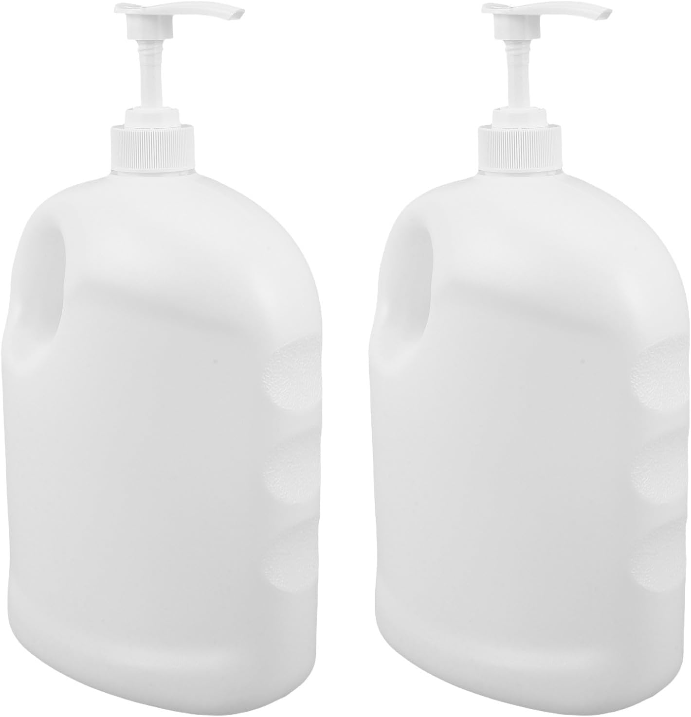 2pcs 2L Shampoo Dispenser Bottles with Pump - White Refillable Body Wash Plastic Jug for Liquid Soap - Reusable Shower Pump Dispenser for Bathroom Needs