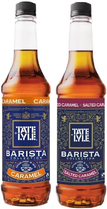 Tate & Lyle Caramel & Salted Caramel Syrup Variety Pack 750ml Each (Pack of 2) – Fairtrade – Vegan & Vegetarian Friendly – Syrup for Coffee Hot Drinks & Cold Beverages