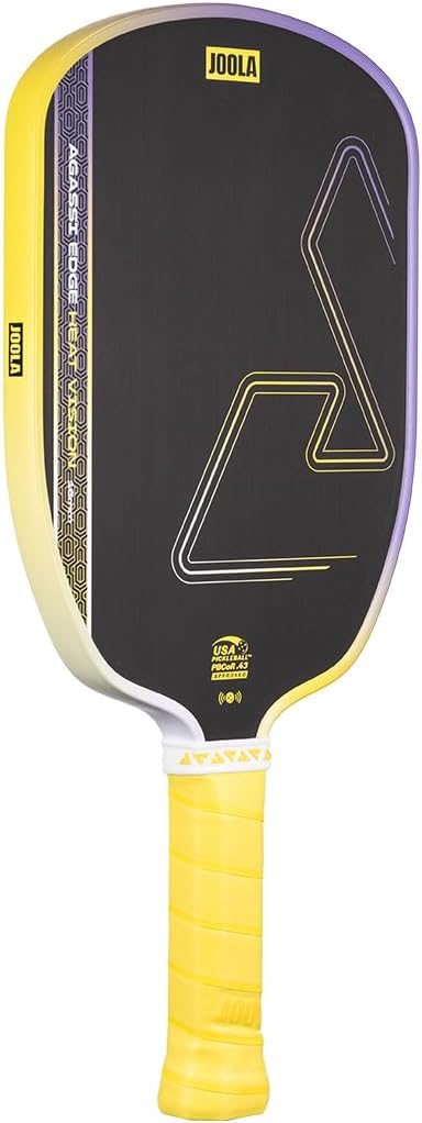 JOOLA Agassi Heat Vision 16mm Pickleball Paddle - New Shape w/Extended Sweet Spot - Textured Carbon Fiber Surface for Spin - SK Film for Less Vibration - USAP Approved - NFC Chip Enabled
