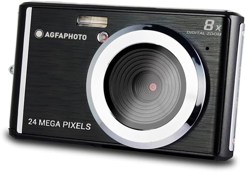 AGFA PHOTO Realishot DC5500 - Compact Digital Camera, 24 MP, 2.4" LCD Screen, 8x Digital Zoom, 720p HD Video, External SD Memory, Lithium Battery - Black