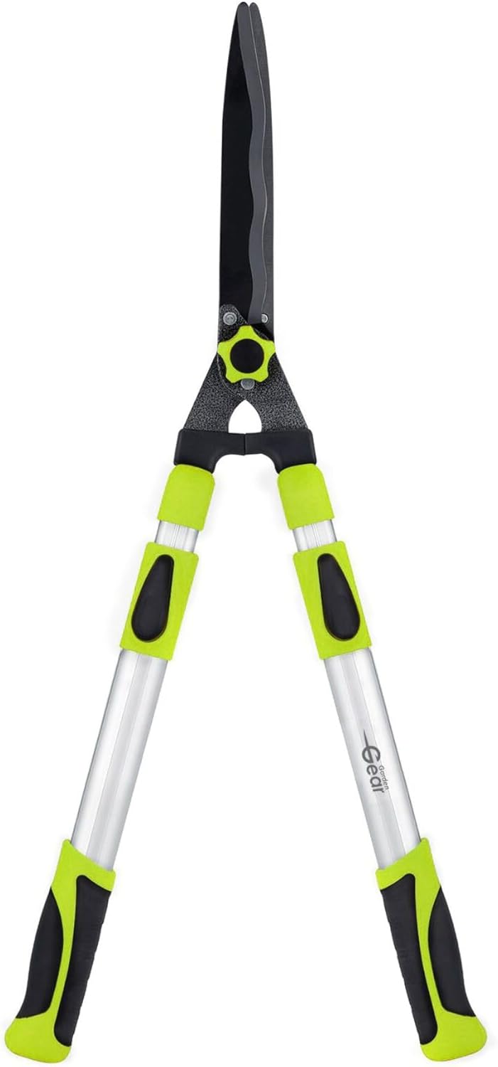 Telescopic Hedge Shears Precision Cutting Extended Reach Comfort Grips 64-84cm Reach Ideal for Hedges, Shrubs, and Topiary Plants Garden Gear
