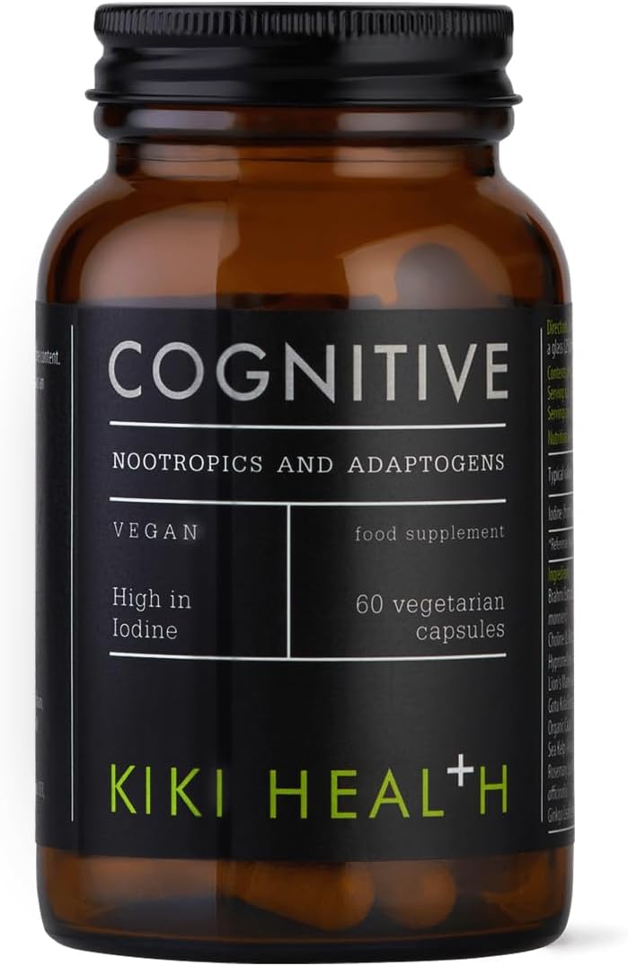 KIKI Health - Cognitive, Blend of Nootropics and Adaptogens - for Memory, Focus, and Stress Management - Supports Brain and Mental Function - High in Iodine - 60 Vegicaps