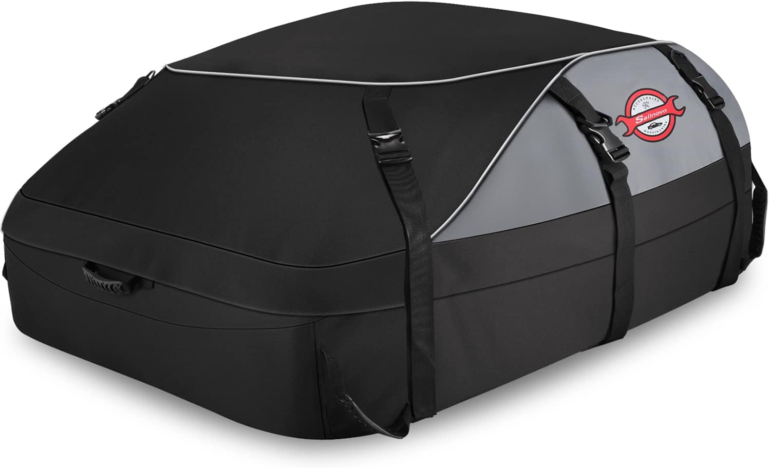Sailnovo Car Rooftop Cargo Carrier Roof Bag, 20 Cubic feet Waterproof Roof Cargo Carrier fit car with/Without Luggage Rack - Vehicle Soft Shell Roof Cargo Box with Tie-Down Strap, Safety Hook