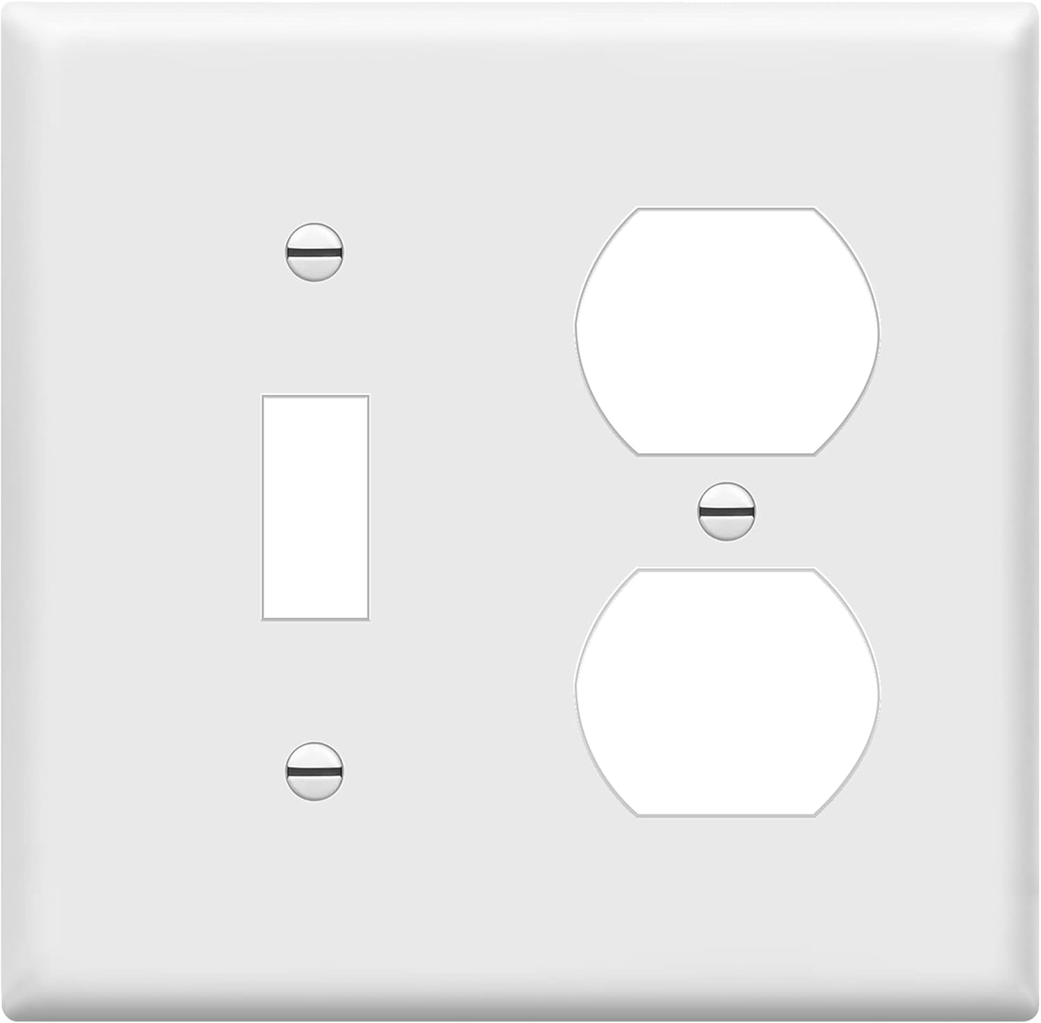 ENERLITES Combination Toggle Light Switch/Duplex Receptacle Outlet Wall Plate Cover, Standard Size 2-Gang 4.50" x 4.57", Polycarbonate Thermoplastic, UL Listed, 881121-W, White