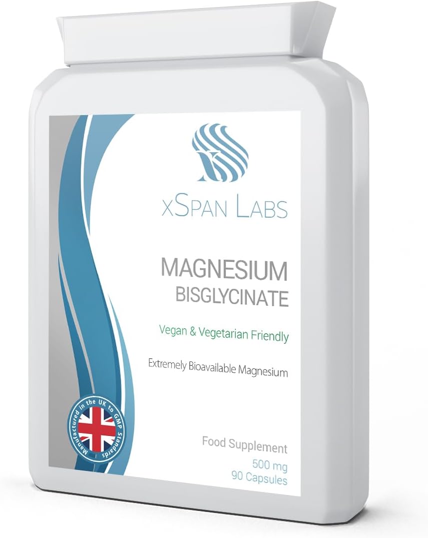Magnesium Bisglycinate 500mg – Extremely Bioavailable Capsules with High Absorption for Better Sleep, Muscle and Nerve Support - Magnesium Glycinate Vegetarian and Vegan Friendly - Made in The UK