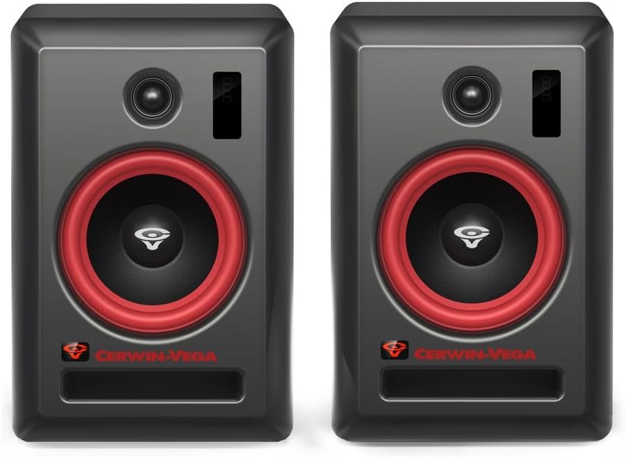 CERWIN-VEGA! VEGA6SB-PR 6 inch 140 Watts 2-Way Studio Monitors Full Range Active Powered Black HUB and SAT Pair