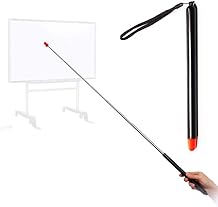 Telescopic Teachers Pointer,Teaching Pointer Stick for Classroom,Metal Hand Retractable Pointer Extended Length 47.2 Inch, Handheld Presenter Whiteboard Pointer (Black)