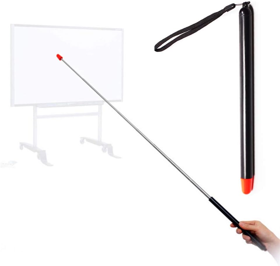 Telescopic Teachers Pointer,Teaching Pointer Stick for Classroom,Metal Hand Retractable Pointer Extended Length 47.2 Inch, Handheld Presenter Whiteboard Pointer (Black)