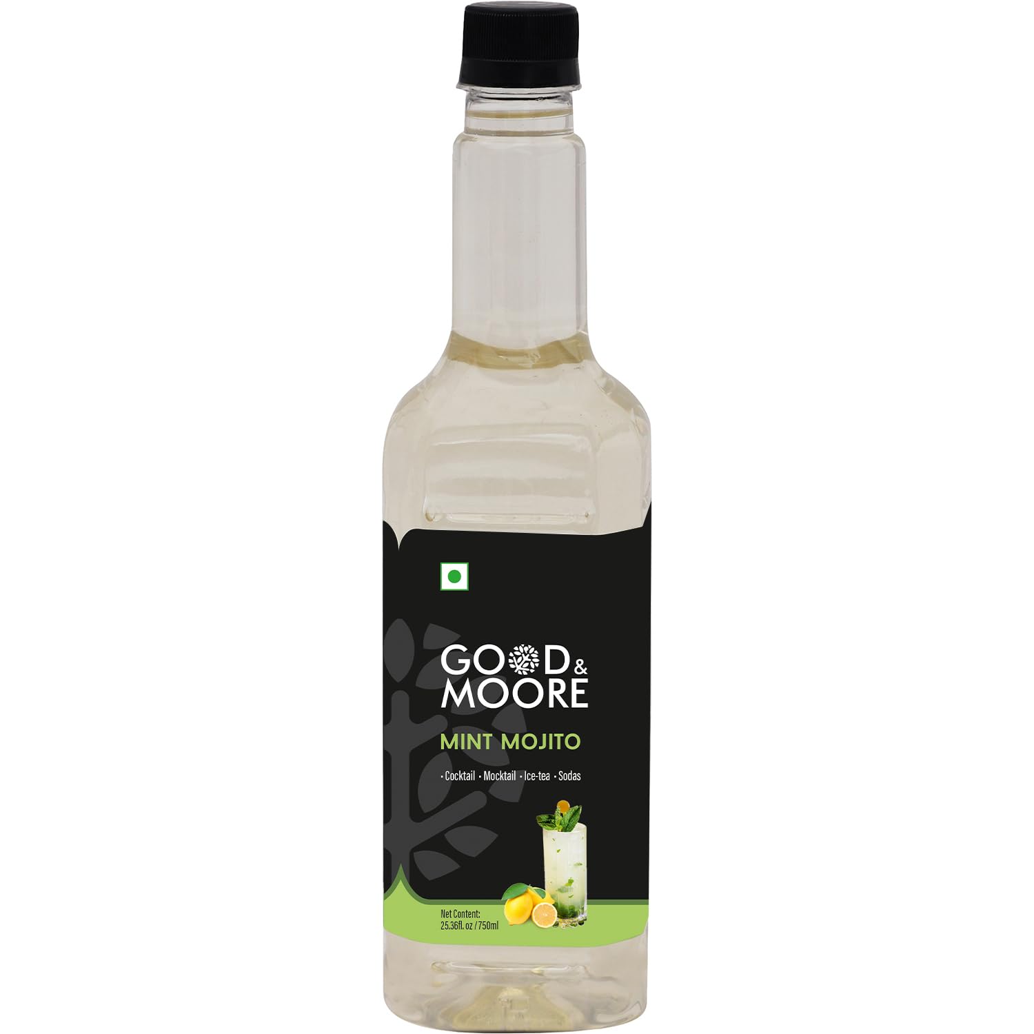 GOOD&MOORE Mint Mojito Syrup | For Cocktails, Mocktails, Sodas, Ice-teas, Beverages, Juices and more | Concentrated Syrup | Ready to mix | Mixer | Premium Syrup | 25.36 fl.oz/750ml | Perfect for gifting at Diwali, Thanksgiving and Christmas | Festive Gifts