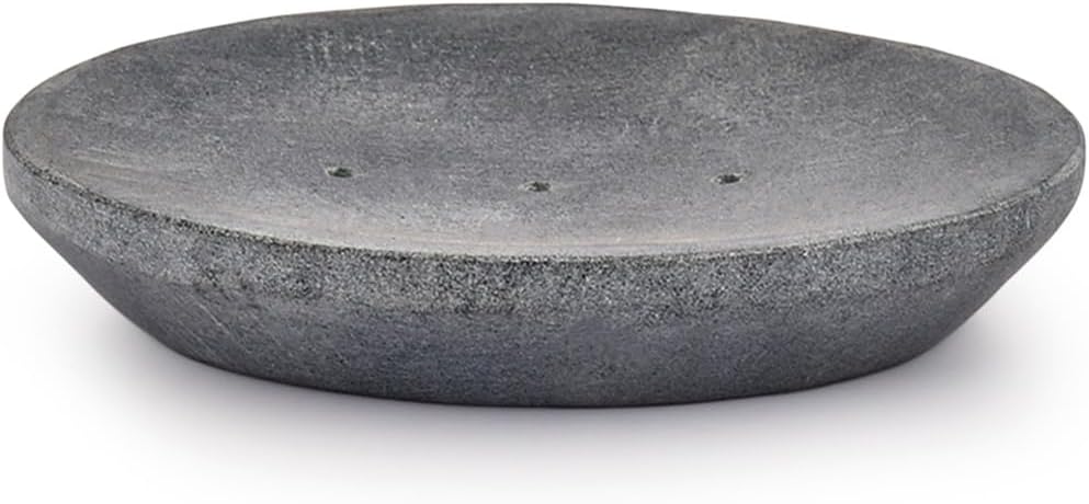 Handmade Indian Stone Soap Dish - Grey Soapdish - Bathroom Accessories for Sink, Tub or Shower - 12.7cm x 10.16cm