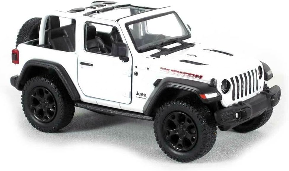 KiNSMART - Jeep Wrangler Rubicon Off Road 4x4 5 inch 1:34 Scale Die Cast Model Replica Toy Car (White Opentop)