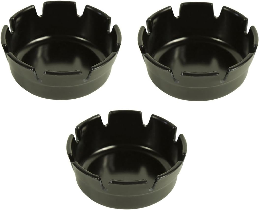 Set of Three Black Plastic Ashtrays-Deep Well-Resturant/ Bar-4"Diameter