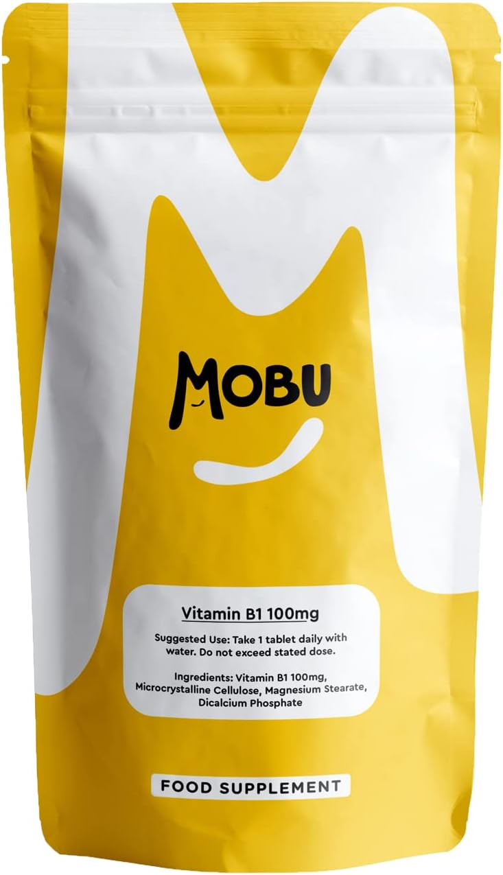 Vitamin B1 Thiamine 100mg 120 Tablets | Healthy Heart, Immune & Psychological Function | Thiamine Hydrochloride High Strength | Vegan | MOBU UK