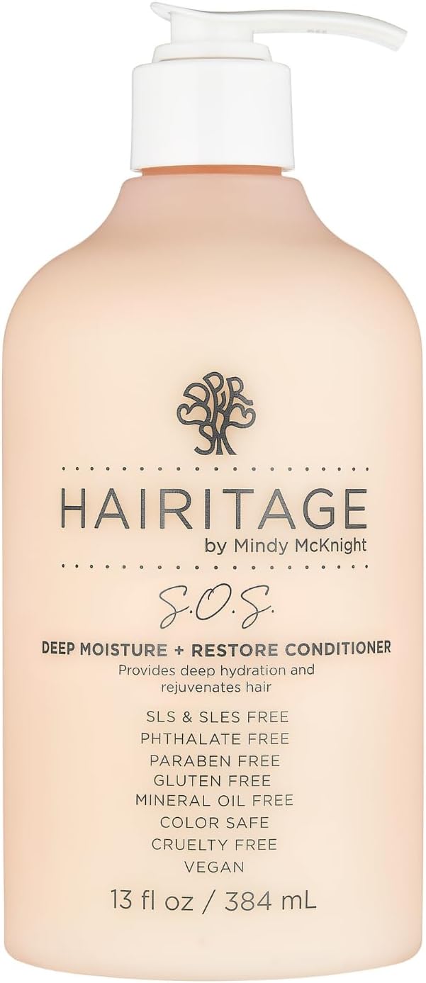 Hairitage S.O.S. Deep Moisture + Vegan Restoration Conditioner, Cruelty Free and Colorfast, Moisturizing, Rejuvenation, 384 ml