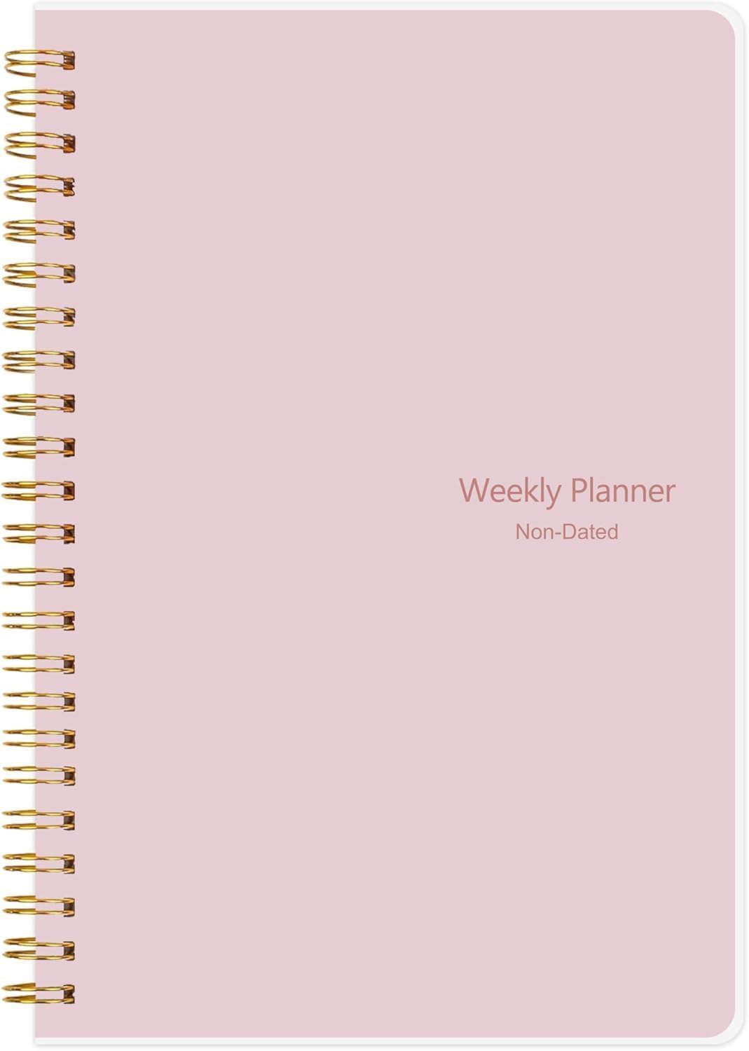 To Do List Notebook - Undated Weekly Planner Diary A5 Spiral Productivity Checklist Organizer 52 Tear Off Pages with Habit Tracker, Pink