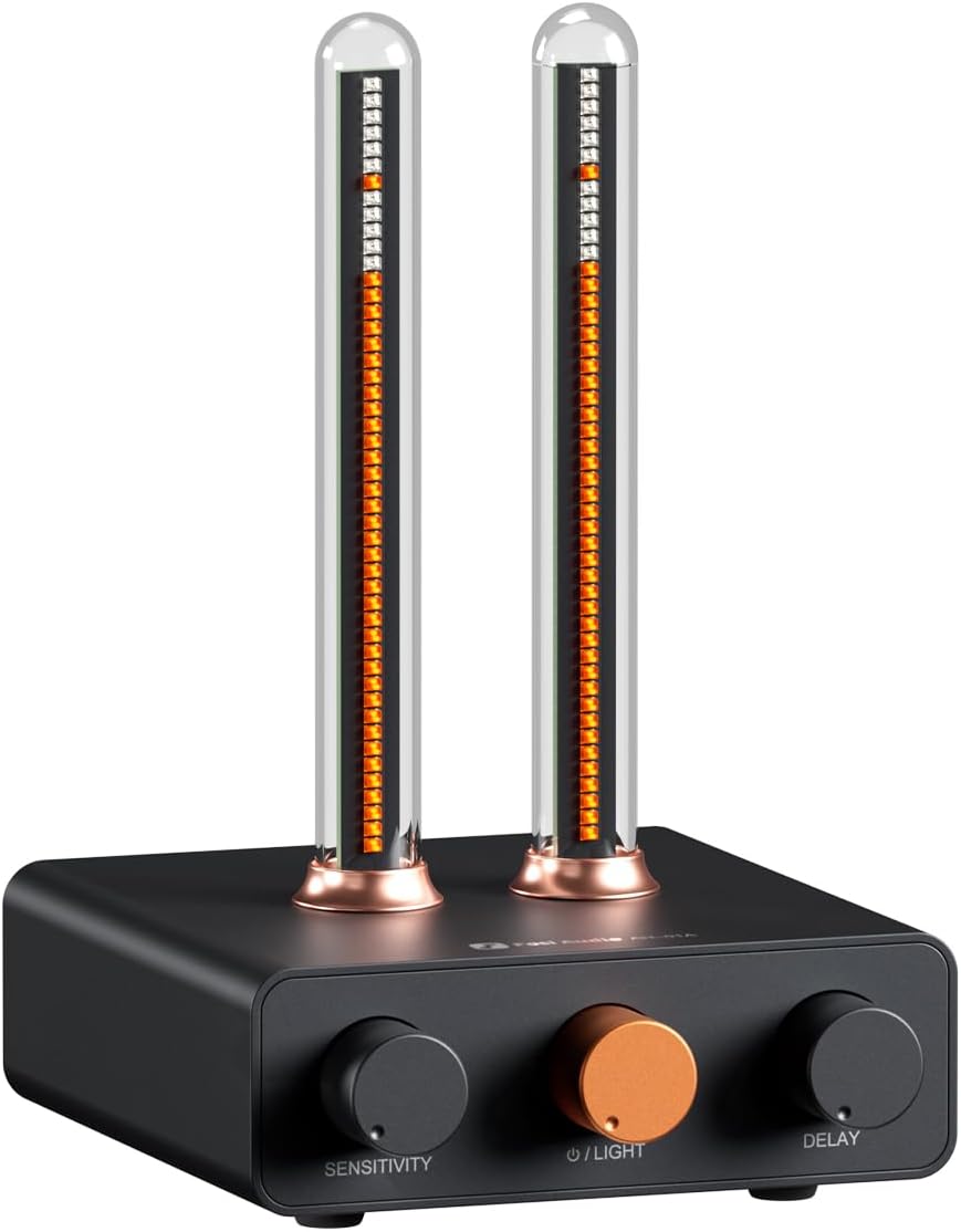 Fosi Audio Music Visualizer, Sound Pickup Spectrum Analyzer, Vintage Tube RGB Ambient Light, Microphone Voice Picking Volume Display Meter for Home Stereo System Desktop, with Sensitivity Adjustment