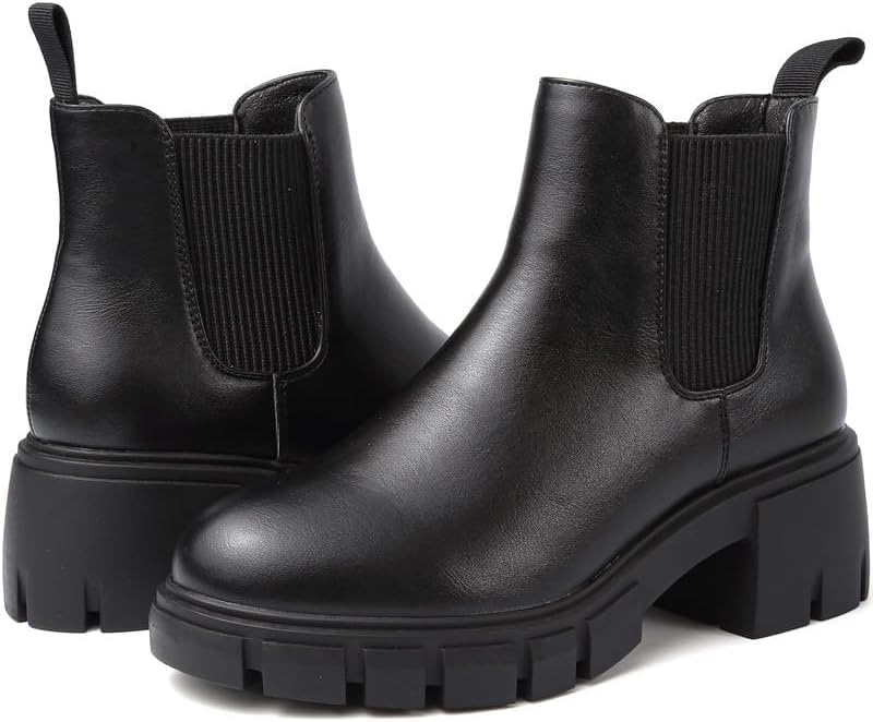 ziitop Chelsea Boots Women Waterproof Platform Pull On Chunky Block Heel