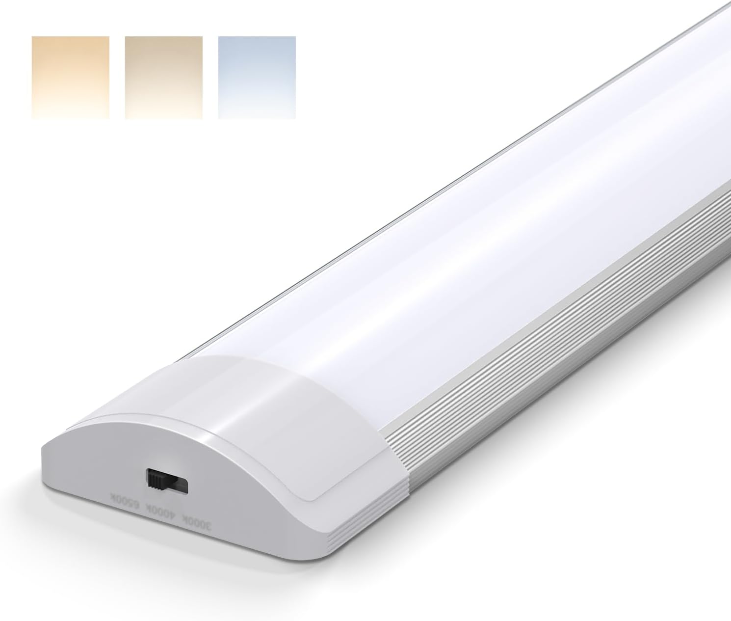 Barrina LED Batten Light 113cm, 36W 3750lm, 3000K/4000K/6500K Color Changeable, LED Tube Lights for Kitchen Office Garage Workshop Lighting, Ceiling Fluorescent Strip Light, 1 Pack