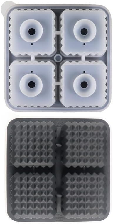 Unique Grenade-Shaped Silicone Ice Ball Mold for Whiskey - Home Bar Essential with Geometric Ice Cube Designs (Black Square Cube)