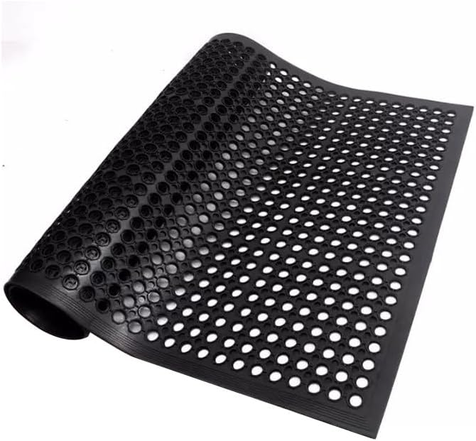 Commercial Rubber Floor Mats Matting 24x36In Indoor Outdoor Anti Fatigue Drainage Mat with Non-Slip Backing Commercial Kitchen Floor Mat for Restaurant Kitchen Bar Garden Wet Area(Black)