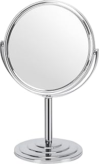 1X 3X Magnifying Makeup Mirror Vanity Mirror for Tabletop, Silver 7 Inch Standing Bathroom Cosmetic Mirror, Portable Double Sided Magnification Mirror