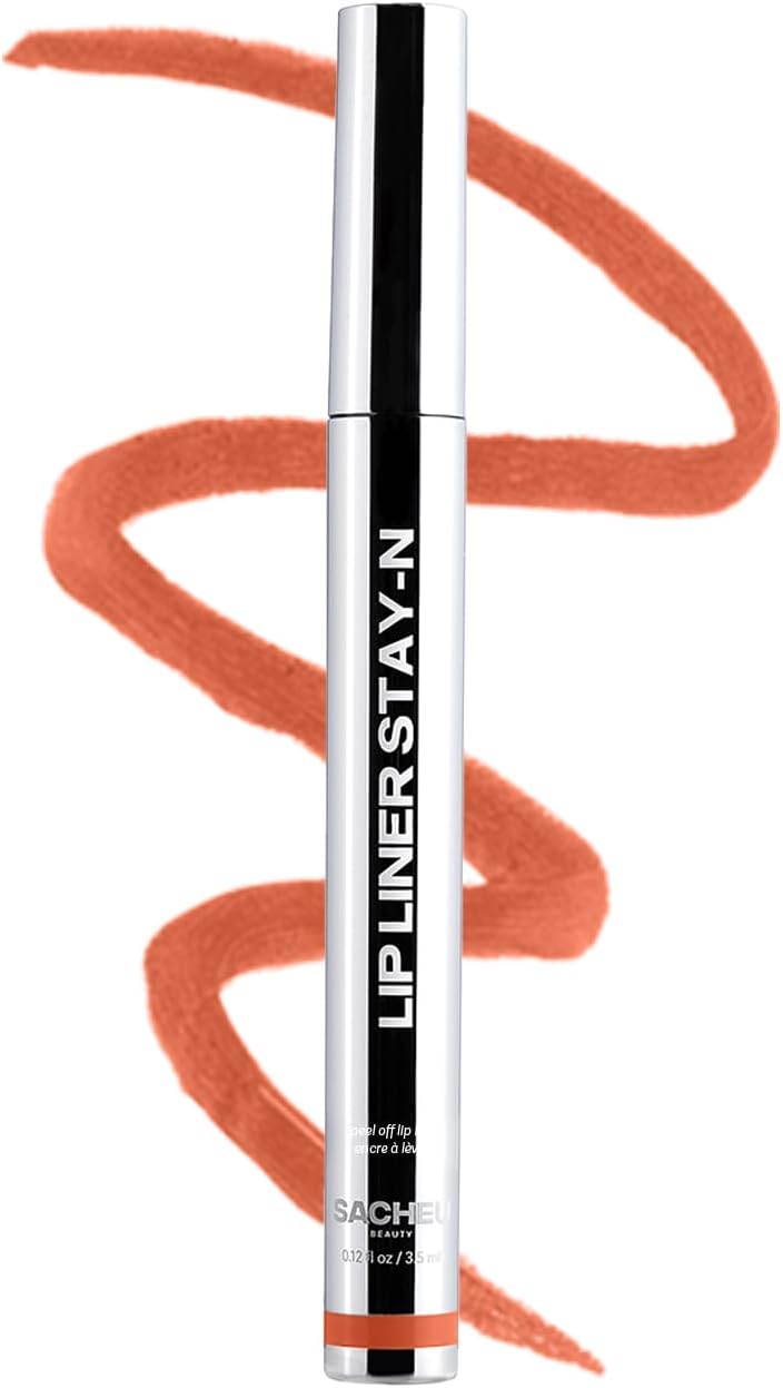 Sacheu Lip Liner STAY-N Peel Off Lip Stain - Long Lasting Waterproof Lip Tint with Hyaluronic Acid & Vitamin E – Transfer Proof Matte Finish, Vegan & Cruelty-Free (SINamon)