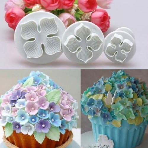 Rienar 3pcs Hydrangea Flower Fondant Cutter