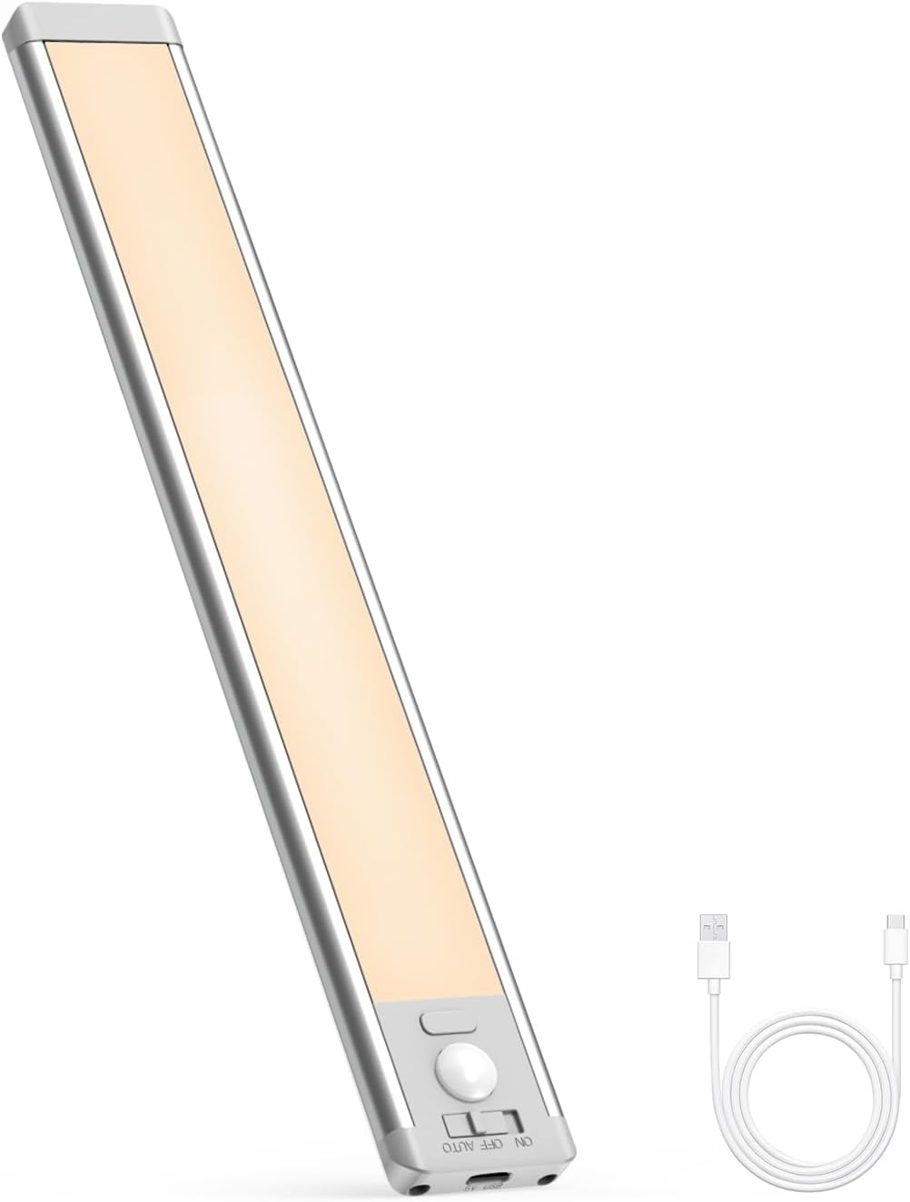 Under Cabinet Light, 40 LED Rechargeable Battery Operated Motion Sensor Light Indoor, Magnetic Dimmable Closet Light, Wireless Under Counter Lights for Kitchen,One Light, Warm White Light