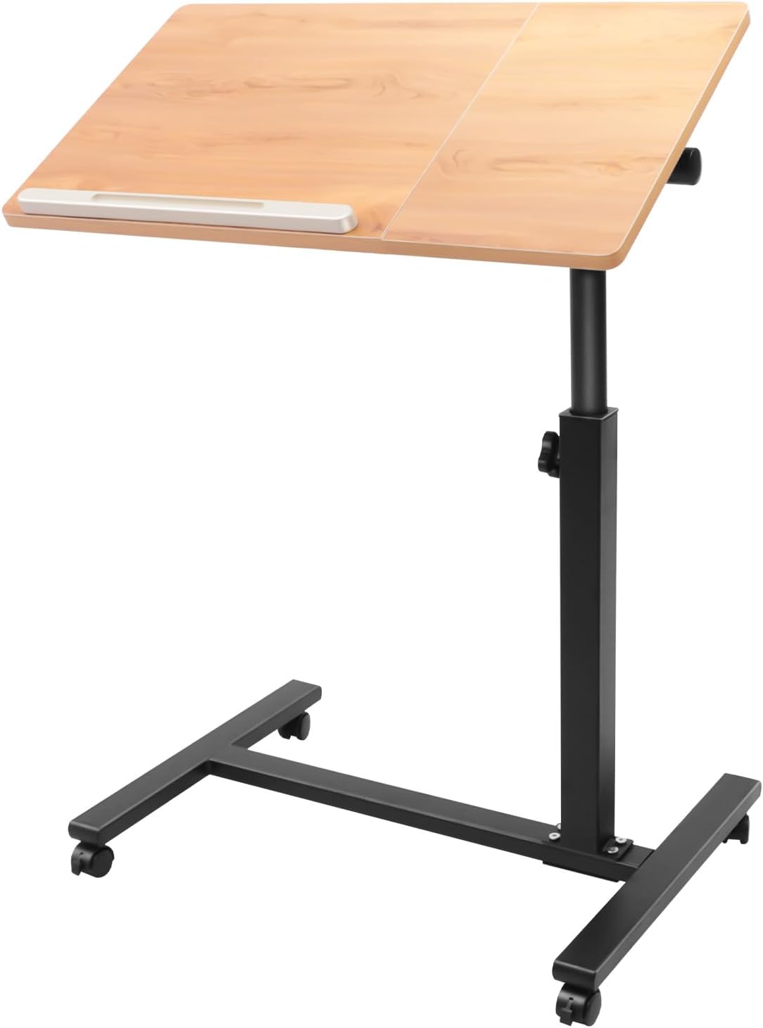 Adjustable Overbed Bedside Table, Mobile Laptop Computer Standing Desk, Hospital Bed Table with Wheels, Rolling Desk, Mobile Desks, Computer Cart Bedside Rolling Overbed Table