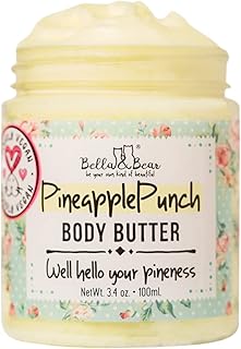 Bella & Bear Pineapple Body Butter, Hydrating Formula - Vegan Travel Size, 3.4oz' (3.4 oz)