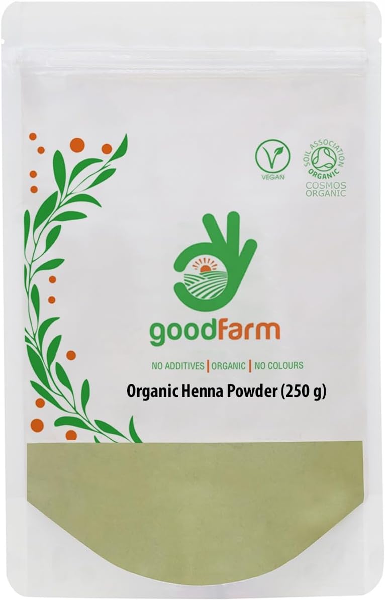 goodFarm Organic Henna Powder 250g - Organic Vegetal Hair Colour, Cruelty-Free, Natural Henna, Free-from Additives, Natural Conditioner