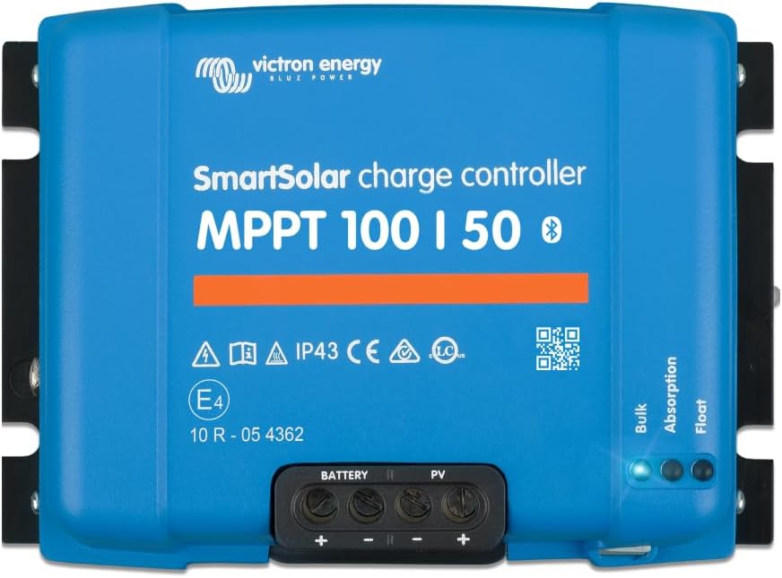 Victron Energy SmartSolar MPPT Solar Charge Controller (Bluetooth) - Charge Controllers for Solar Panels - 100V, 50 amp, 12/24-Volt