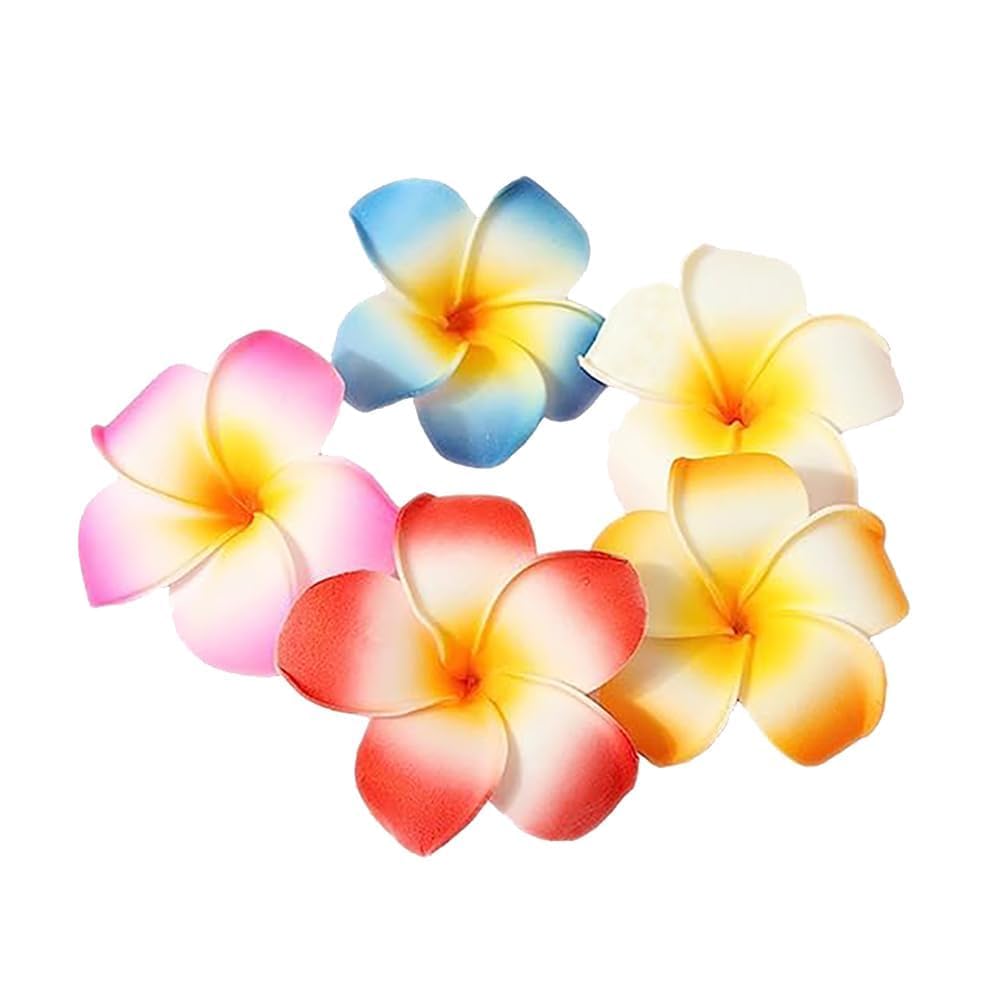 10 Pcs Multicolor Hawaii Plumeria Flower Clips Hawaiian Hair Barrettes Beach Party Hair Clips Artificial Tropical Flower Hairpins for Beauty and Personal Care Wedding 7cm