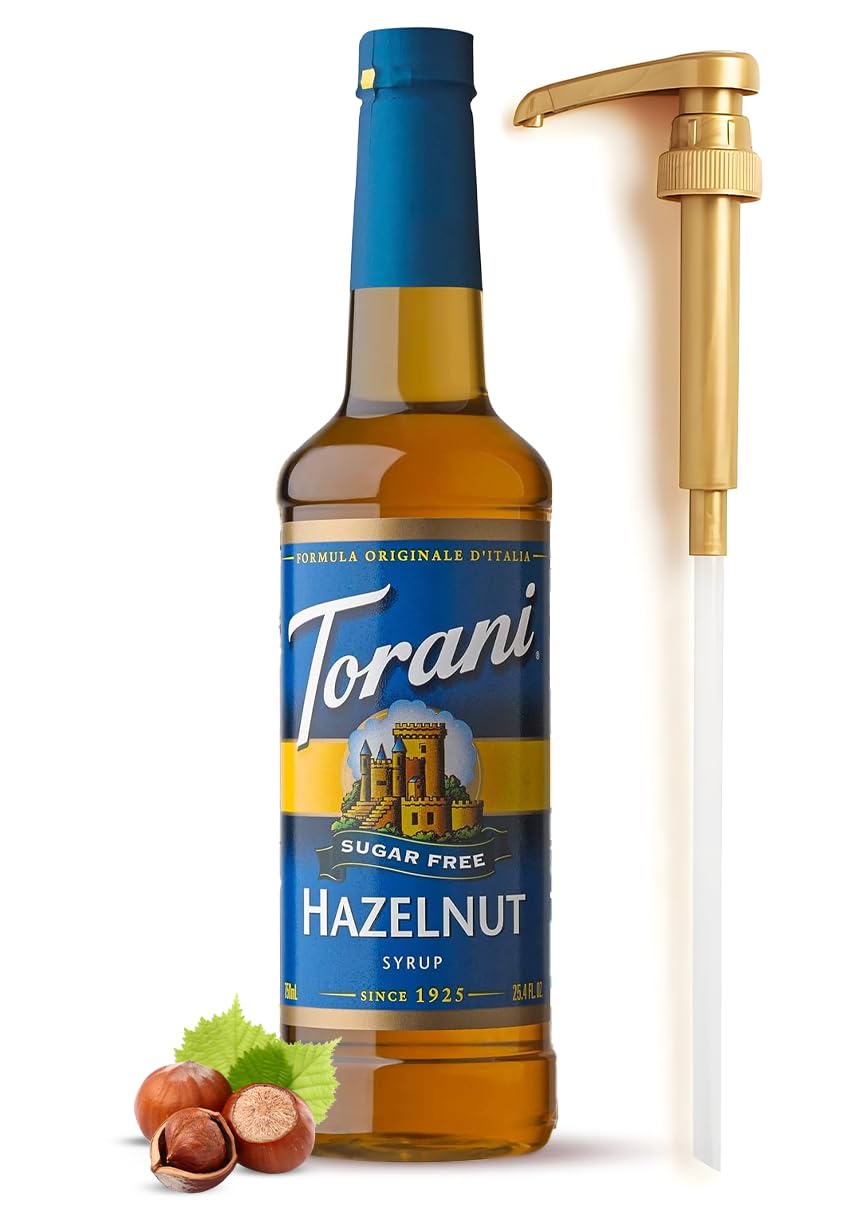 Sugar Free Hazelnut Coffee Flavored Syrup 25.4 Ounces Hazelnut Syrup Coffee Toppings with Fresh Finest Pump