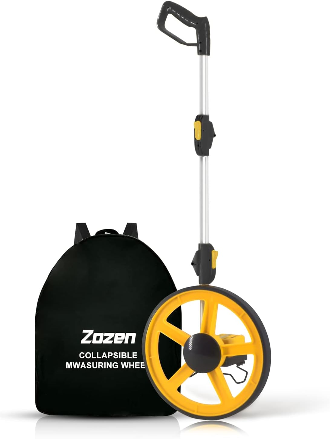 Zozen Measuring Wheel, Folding Portable Distance Measuring in Feet, Double Collapsible | One Key to Reset/Kickstand to Keep Stand/Starting Point Arrow and Cloth Carrying Bag, [0-9,999 Ft].
