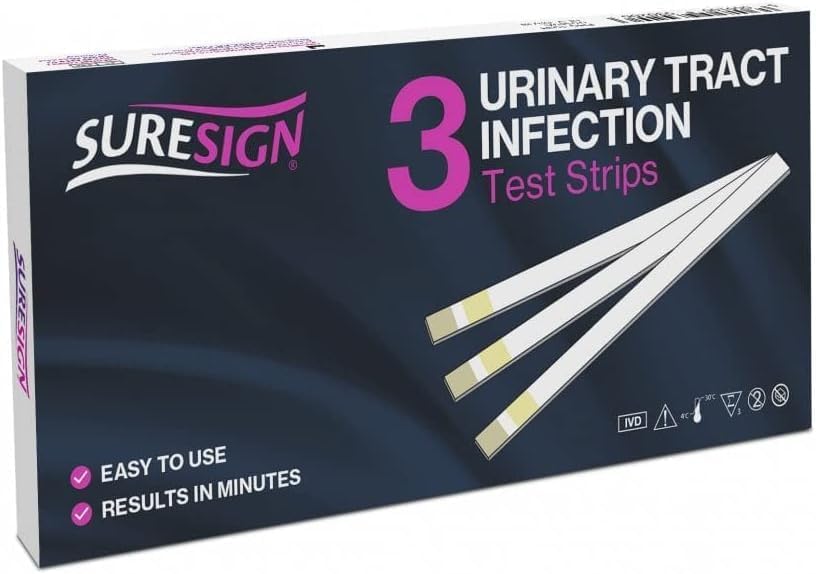 Suresign UTI Urinary Tract Infection Test Strips – Home Self‑Test Diagnostic Kit for Urinary Tract Infection, 3‑Test Pack, Easy One‑Step, Rapid Results, Sensitive Nitrite | SterlingSquare
