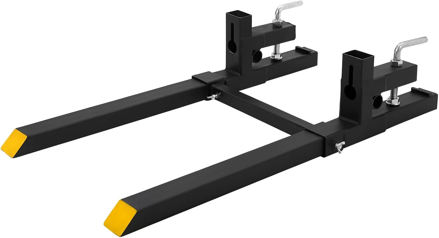 60" 4000lbs Clamp on Pallet Forks Heavy Duty Tractor Forks with Adjustable Stabilizer Bar Quick Attach Pallet Fork for Bucket Tractor Loader Skid Steer