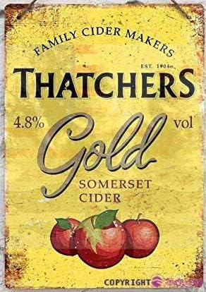 Viewkedt Metal Sign, Thatcher Cider, Vintage Somerset Sign, Home Club Bar Man Cave Garage Farm Wall Decor, 8x12 Inch, Aluminum