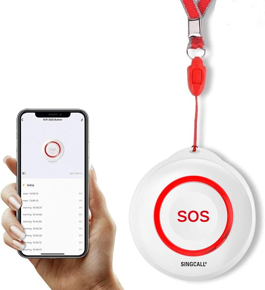 SINGCALL Tuya Wifi Smart SOS Emergency Button Alarm For Handicapped Caregiver Pager Wireless Nurse Alert System for Elderly Patient Alarm Transmitter Button,Use with Tuya WiFi