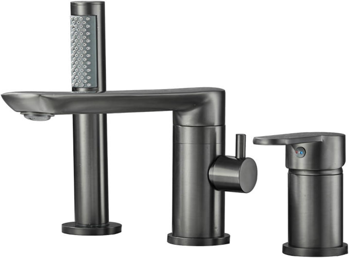 Modern Bath Mixer Tap, Shower Waterfall Bathtub Tap, 3 Holes, 360° Rotation, Single Handle, Brass, Hot/Cold Shower Mixer Set for Bathtub